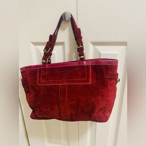Coach suede wine color suede bag